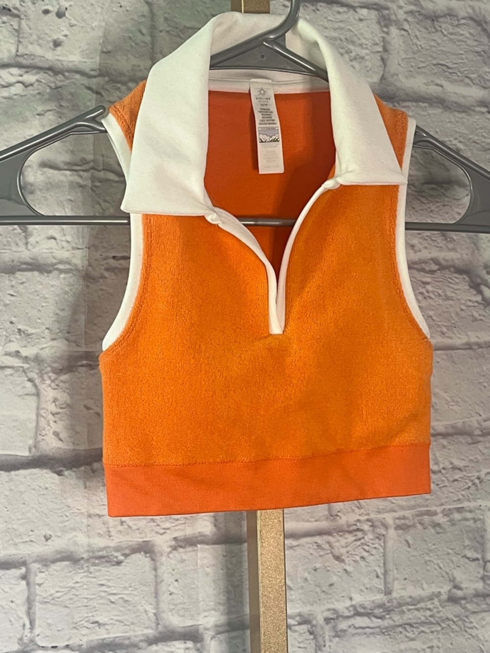 Offline by Aerie NWT XS hole in one terry polo sports bra with padding orange - Picture 4 of 6